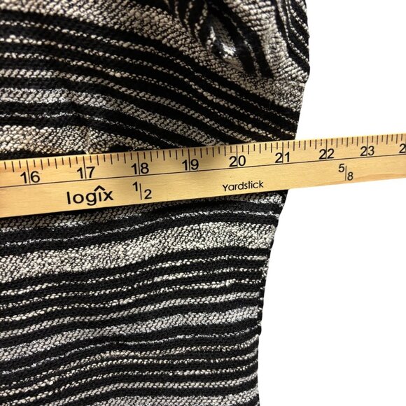 LOFT Striped Knit Dress Size 16 3/4 Sleeve Black Gray - Picture 7 of 10